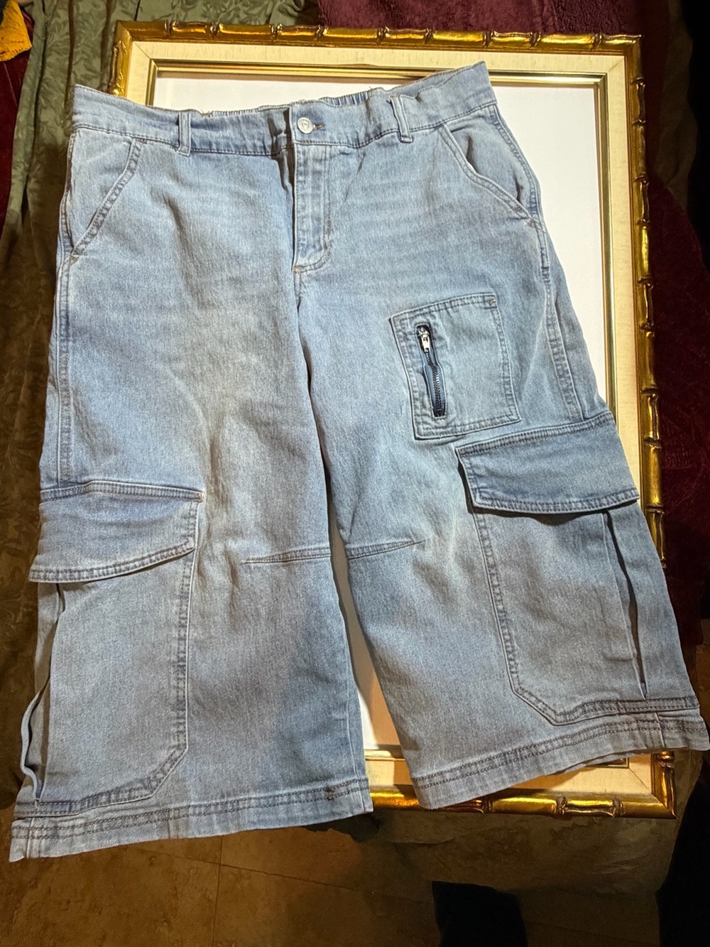 Madden Girl Light Blue Cargo Denim Shorts